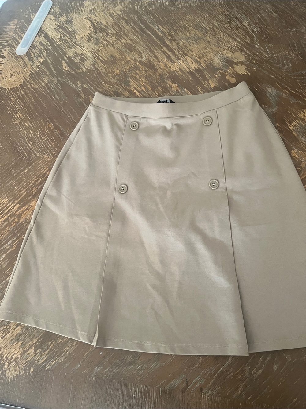 Lands' End Khaki Button-Front A-Line Skirt